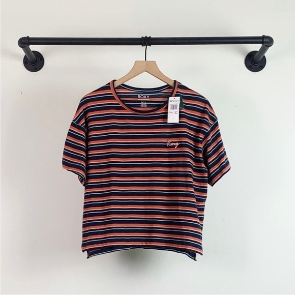 NWT Roxy Rainbow Morning Striped Short Sleeve Tee - Picture 4 of 7